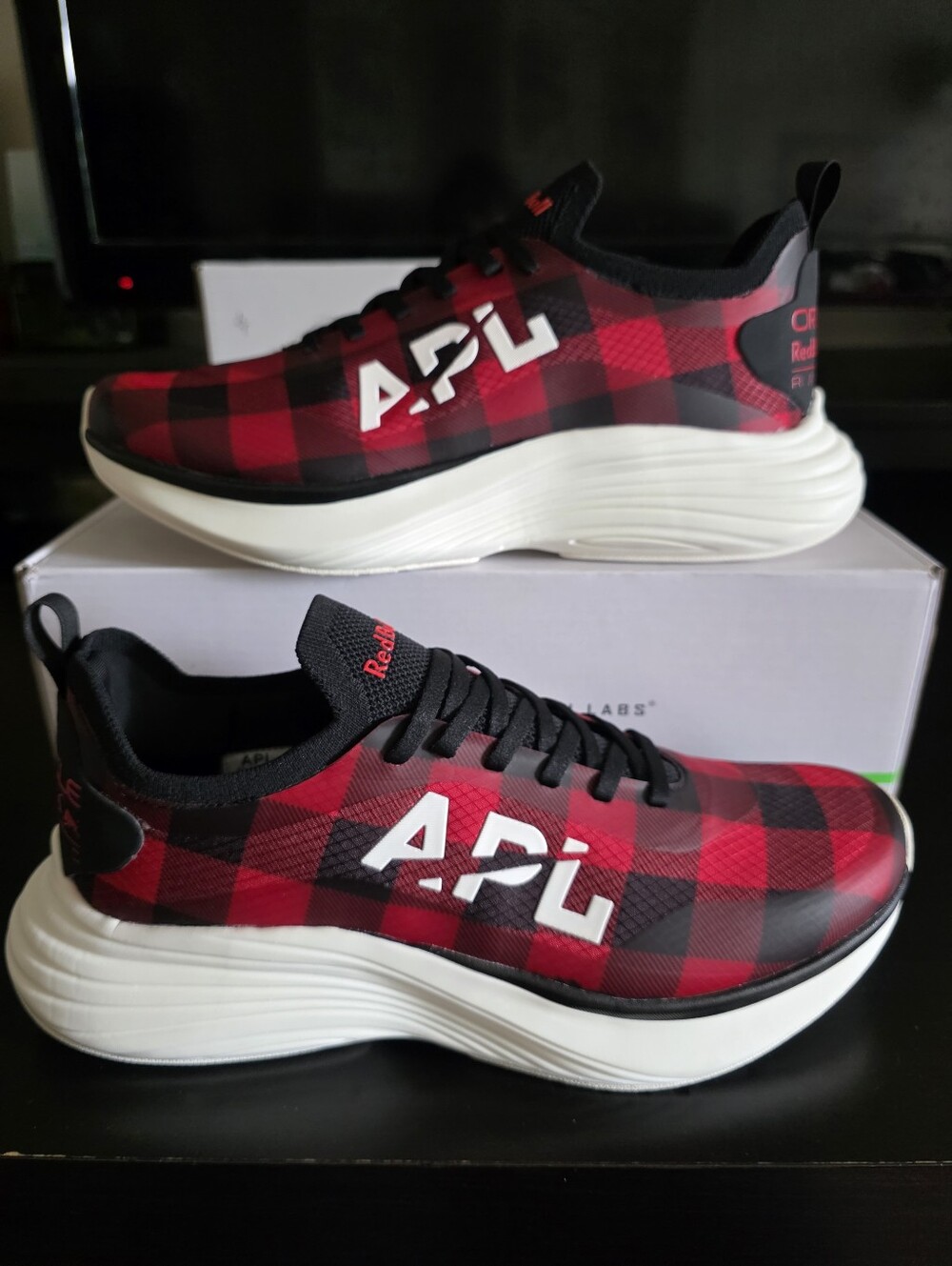 APL Podium Red Black Flannel Running Shoes Oracle Red Bull Collab Sz M9/W11.5